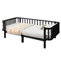 TAGESBETT 90 x 200 cm, stabiles Lattenrost aus Stahl, Schwarz - Schwarz, Metall (90/200cm) - KOMHTOM