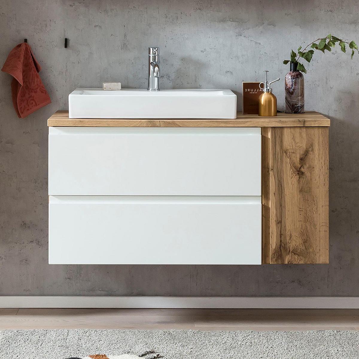 WASCHTISCH Vasto-03 - Weiß/Braun, Holzwerkstoff (105/66/47cm) - Lomado