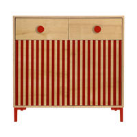 KOMMODE mit 2 Türen und 2 Schubladen ALISE Kids - Rot/Eiche Artisan, Holzwerkstoff (90/85/45cm) - RNT By Really Nice Things