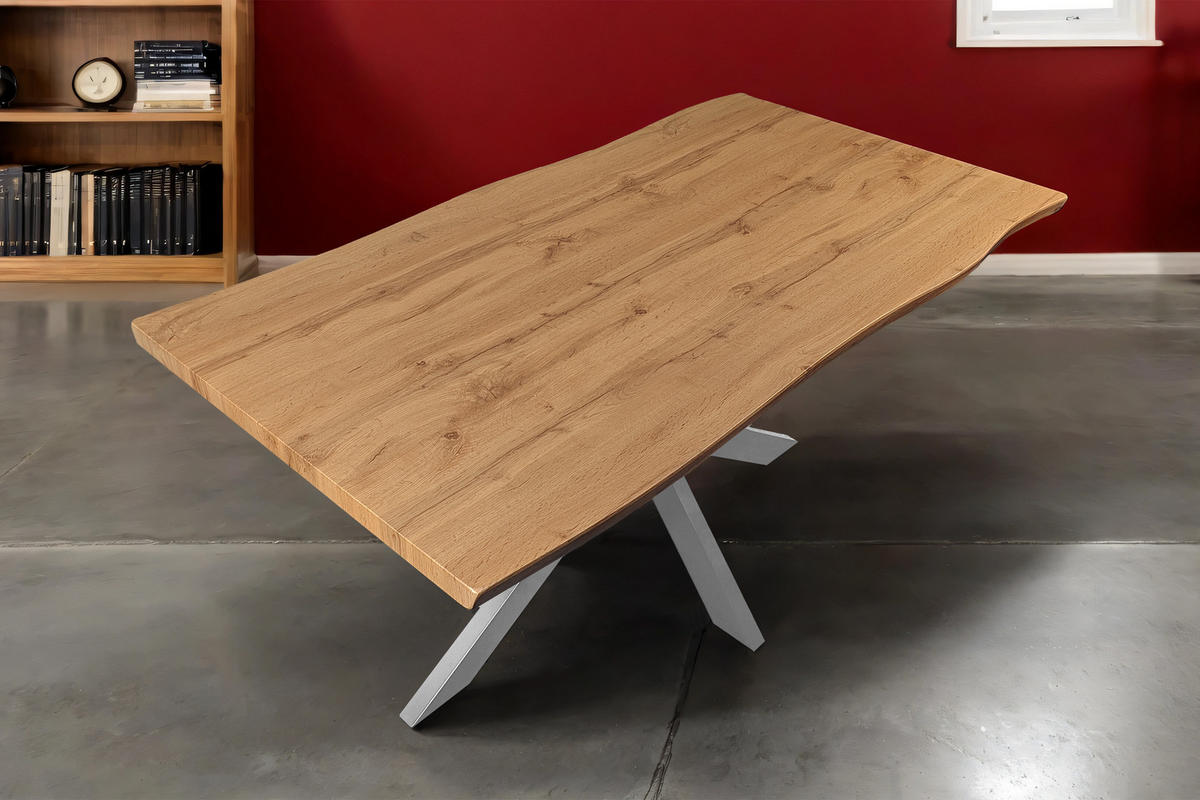 ESSTISCH JOSY SPIDER - Alteiche/Eichefarben, Holz (100/200/77cm) - SAM