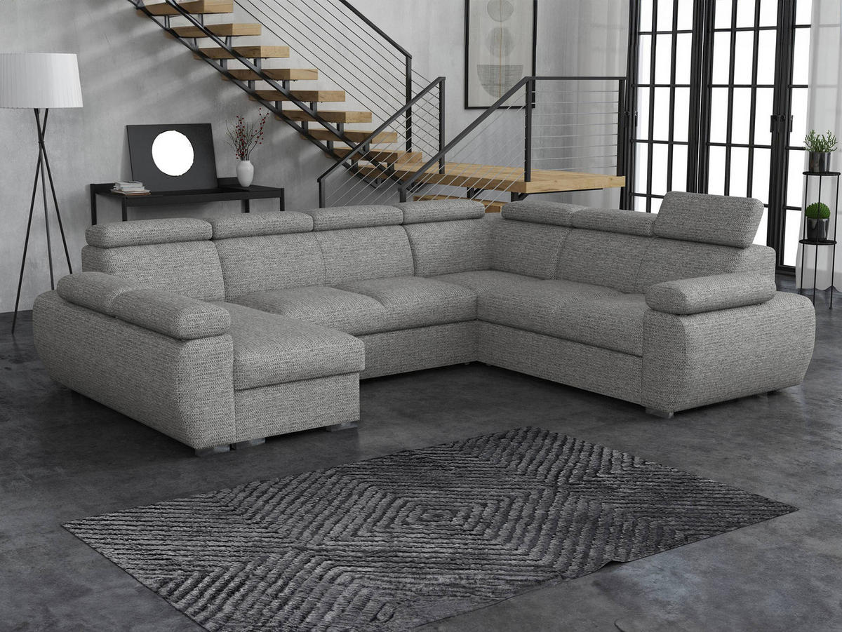 WOHNLANDSCHAFT Boston U, Seite: Links - LC+2P+R+2R - Chromfarben/Graphitfarben, Holz/Textil (325/98/260cm) - MIRJAN24