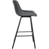 BARHOCKER Welton Kunstleder grau - Schwarz/Grau, Kunststoff/Metall (49/104/56cm) - TPFLiving
