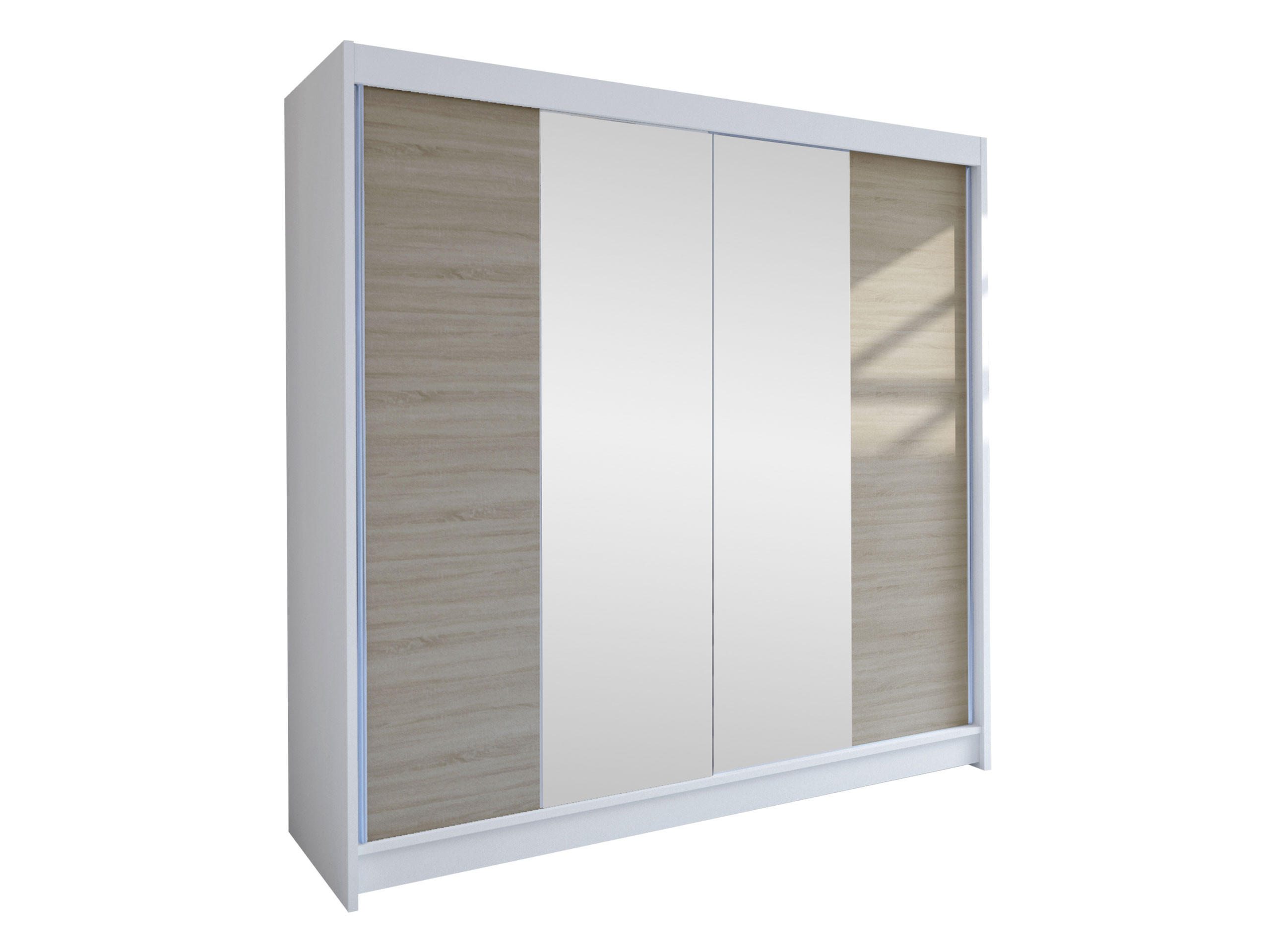 SCHWEBETÜRENSCHRANK Talin II - Beige/Silberfarben, Holzwerkstoff/Metall (180/215/58cm) - MIRJAN24