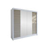 SCHWEBETÜRENSCHRANK Talin II - Beige/Silberfarben, Holzwerkstoff/Metall (180/215/58cm) - MIRJAN24