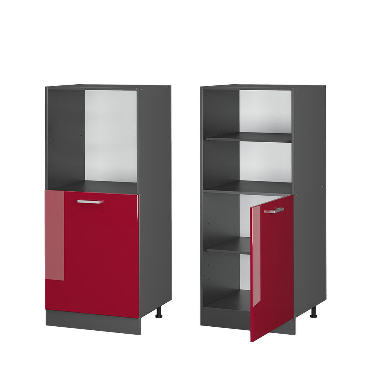 HERDUMBAUSCHRANK R-Line Rot Hochglanz 60 cm - Anthrazit/Rot, Holzwerkstoff (60/143/57cm) - Vicco