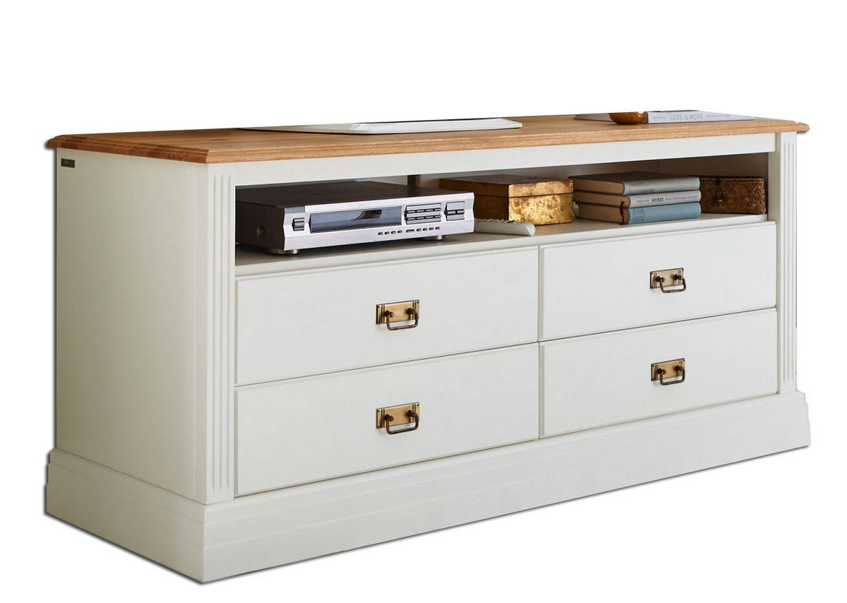 FERNSEHSCHRANK Novara - Weiß/Braun, Holz (153/67/45cm) - Casamia Massive Möbel