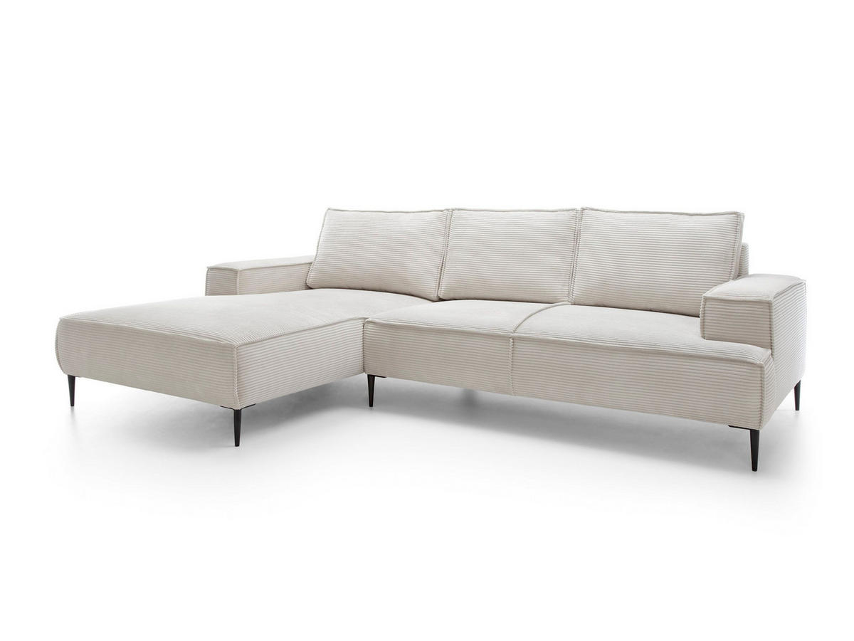 ECKSOFA DUNA Beige Kordstoff - Beige, Holz (275/173cm) - MASSENO