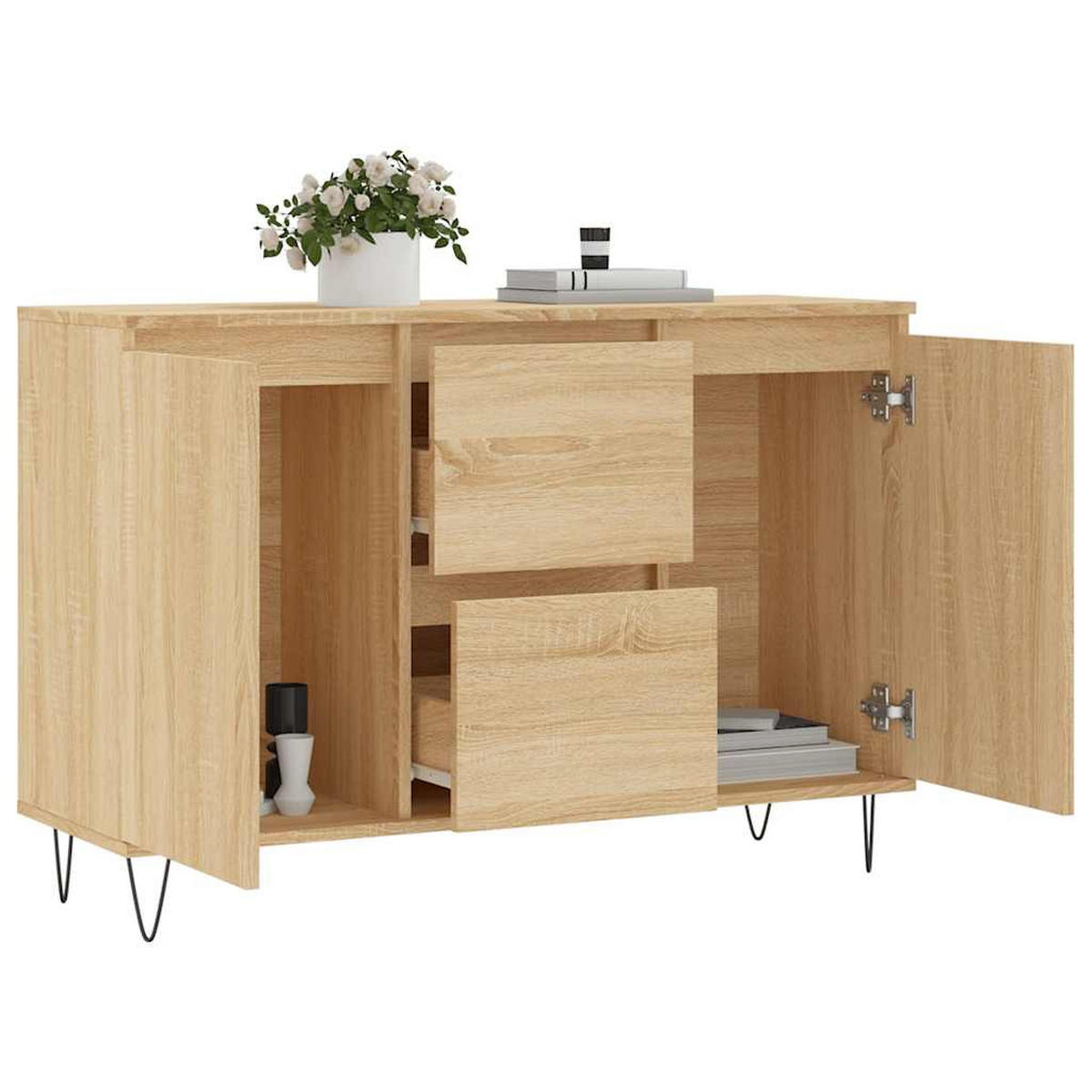 SIDEBOARD Sonoma-Eiche 101,5x35x70 cm Holzwerkstoff - Braun, Holzwerkstoff (104/70/35cm) - furnicato