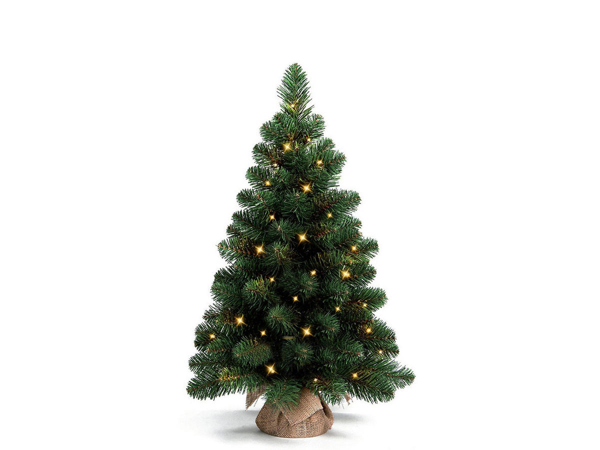 WEIHNACHTSBAUM künstlich Narnie in Blumentopf 45cm mit LED Beleuchtung, Tannenbaum Christbaum Kunstbaum Dekobaum - Grün, Kunststoff/Stein (33/45cm) - LAALU