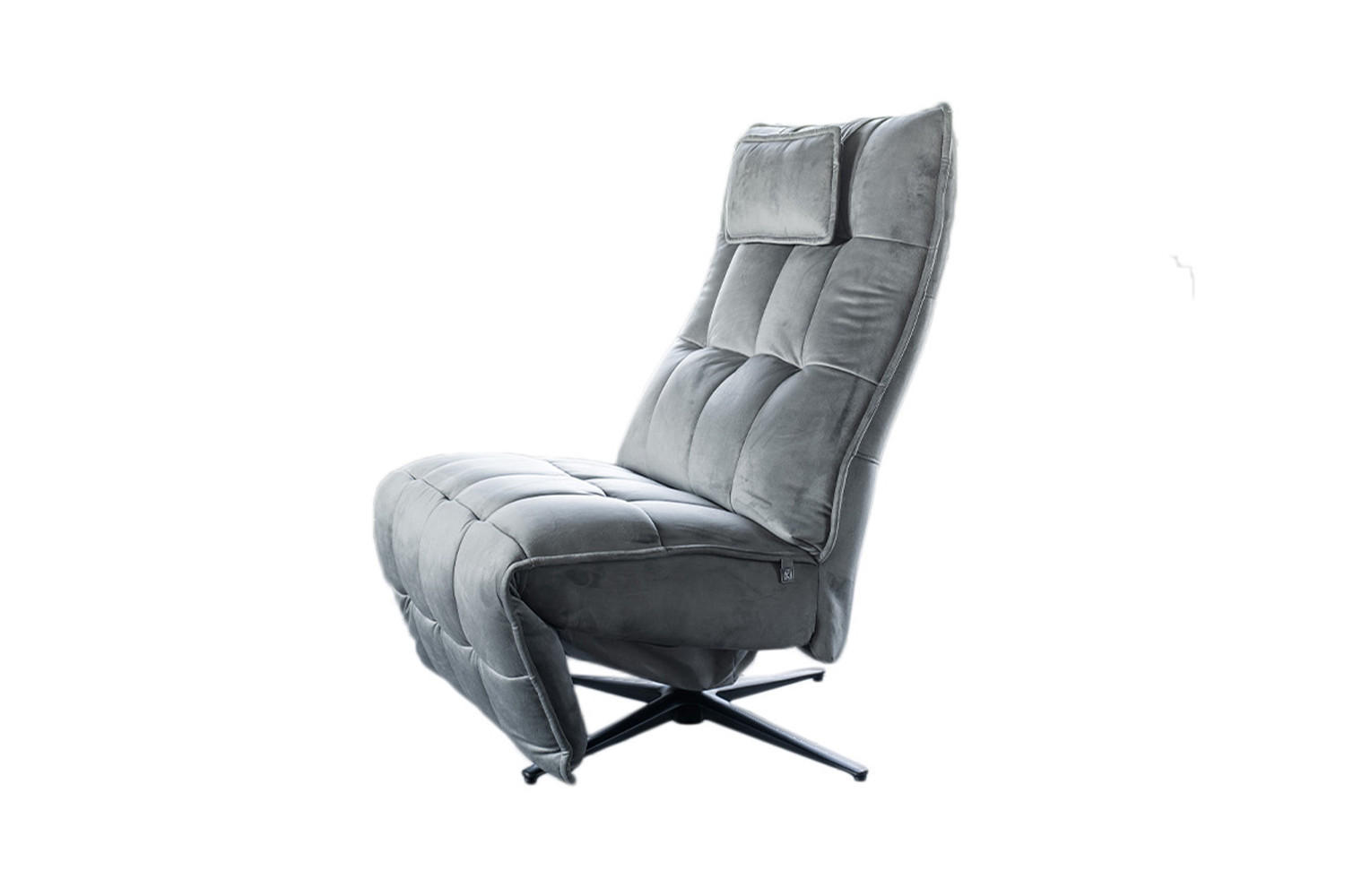 RELAXSESSEL MIKO Steingrau Velvet Relaxfunktion - Schwarz/Grau, Textil/Metall (75/115/94cm) - KAWOLA