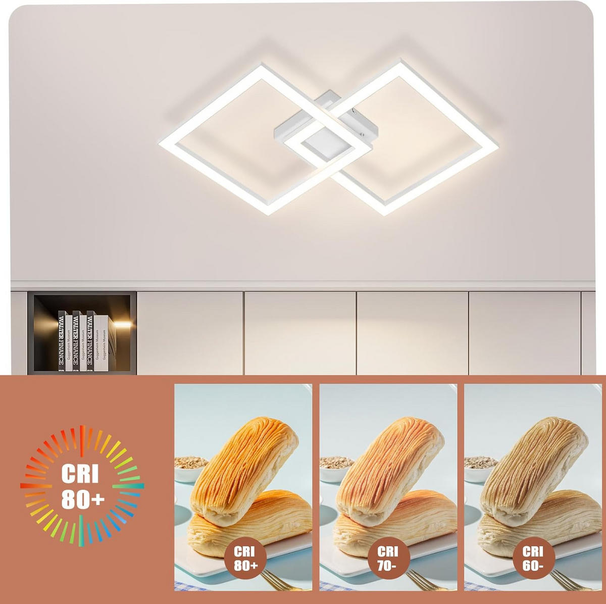 LED-DECKENLEUCHTE Eichwacht 46.1/5.8/46.1 cm - Weiß, Metall (46.1/46.1/5.8cm) - ZMH