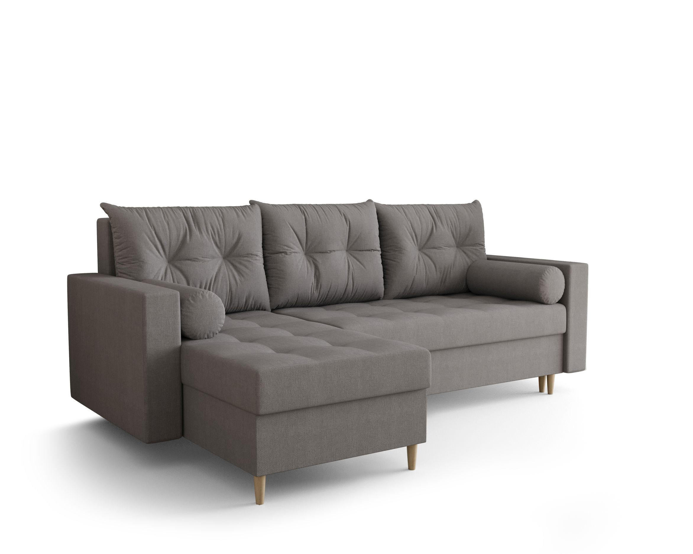 ECKSOFA SKANDI Cosmic 160 Links mit Schlaffunktion - Dunkelgrau, Textil (230/145cm) - Bedante