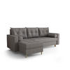 ECKSOFA SKANDI Cosmic 160 Links mit Schlaffunktion - Dunkelgrau, Textil (230/145cm) - Bedante