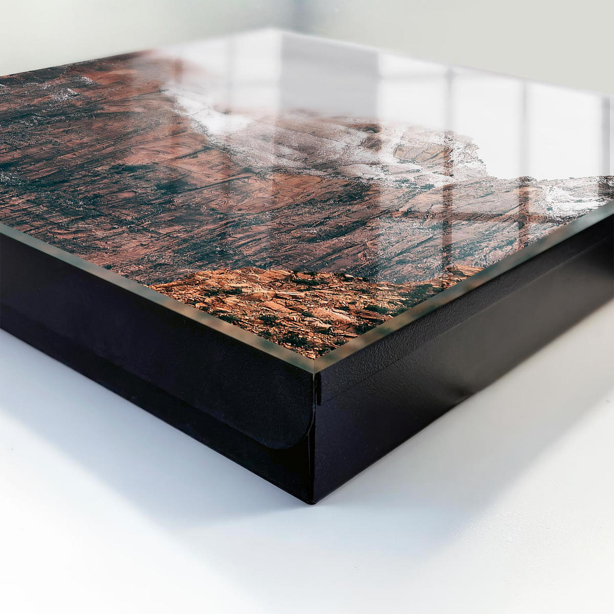 SCHLÜSSELBOX Schwarz 30x30 cm- Türöffnung nach rechts - Stille der Berge - Braun, Metall (30/30/5cm) - TULUP