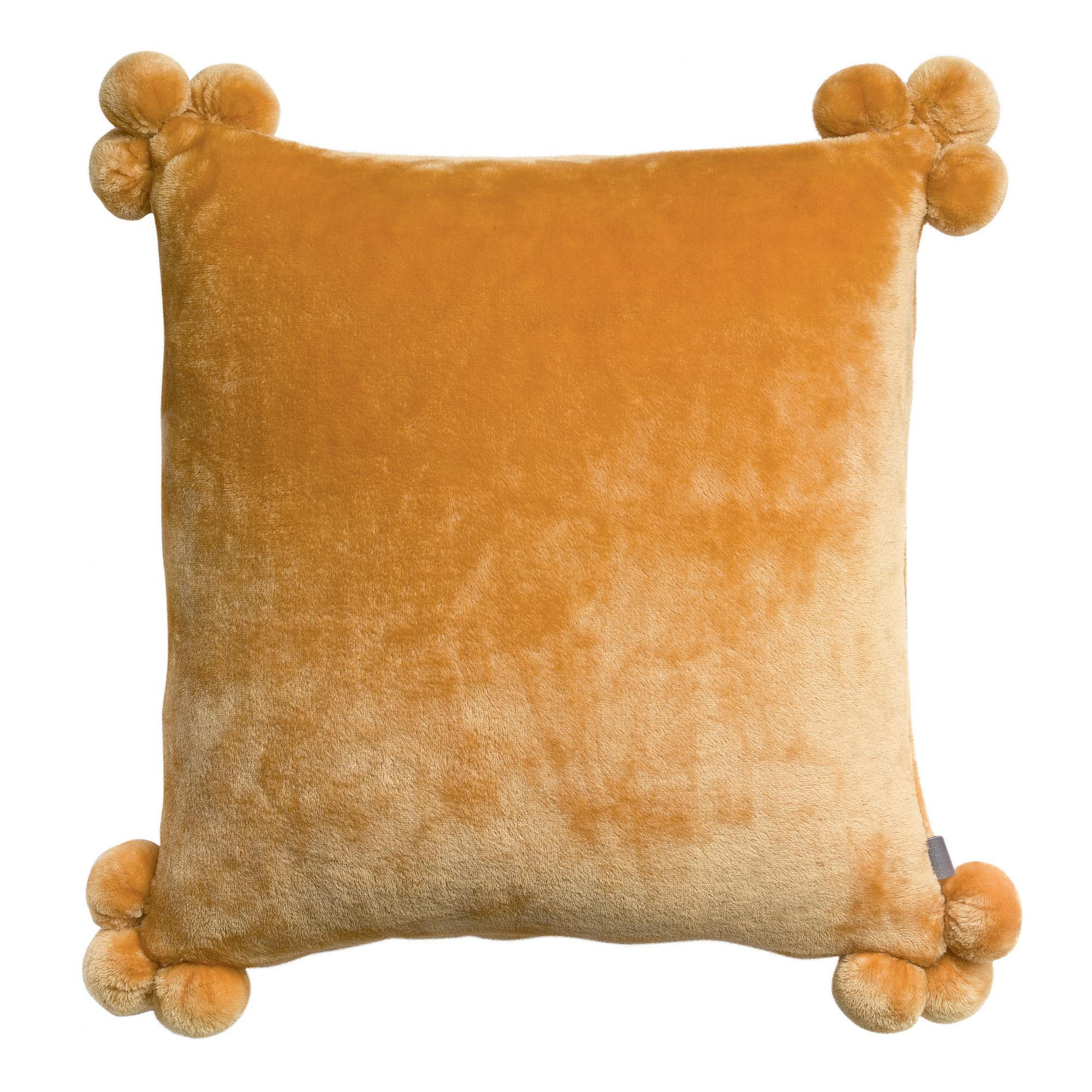 KISSEN Tender Pompons ocker 45 x 45 cm - Hellbraun, Textil (45/45cm) - Vivaraise