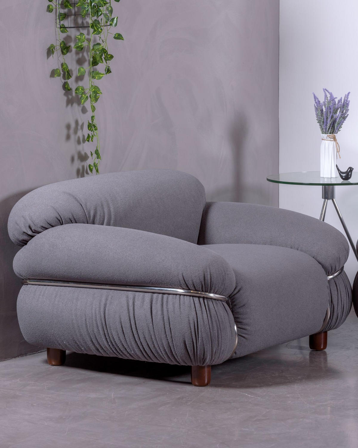 EINSITZER-SOFA GEPOLSTERT Textil Grau - Grau, Textil (108/63/96cm) - Nest Dream
