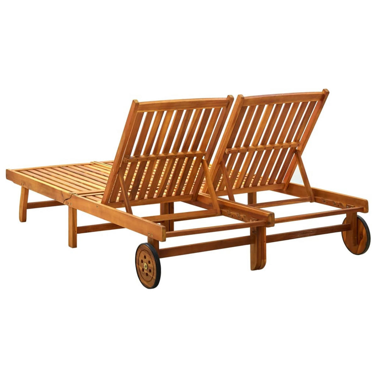 DOPPEL-SONNENLIEGE Massivholz Akazie - Braun, Holz (123/85/199cm) - vidaXL
