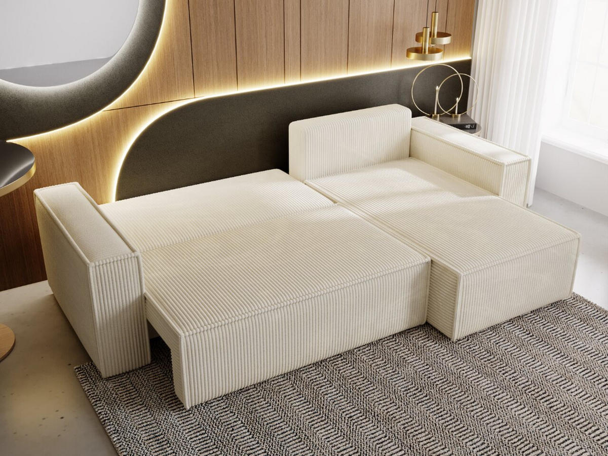 ECKSOFA Prato Beige Rechts - Beige/Schwarz, Holz/Kunststoff (280/170cm) - Graingold