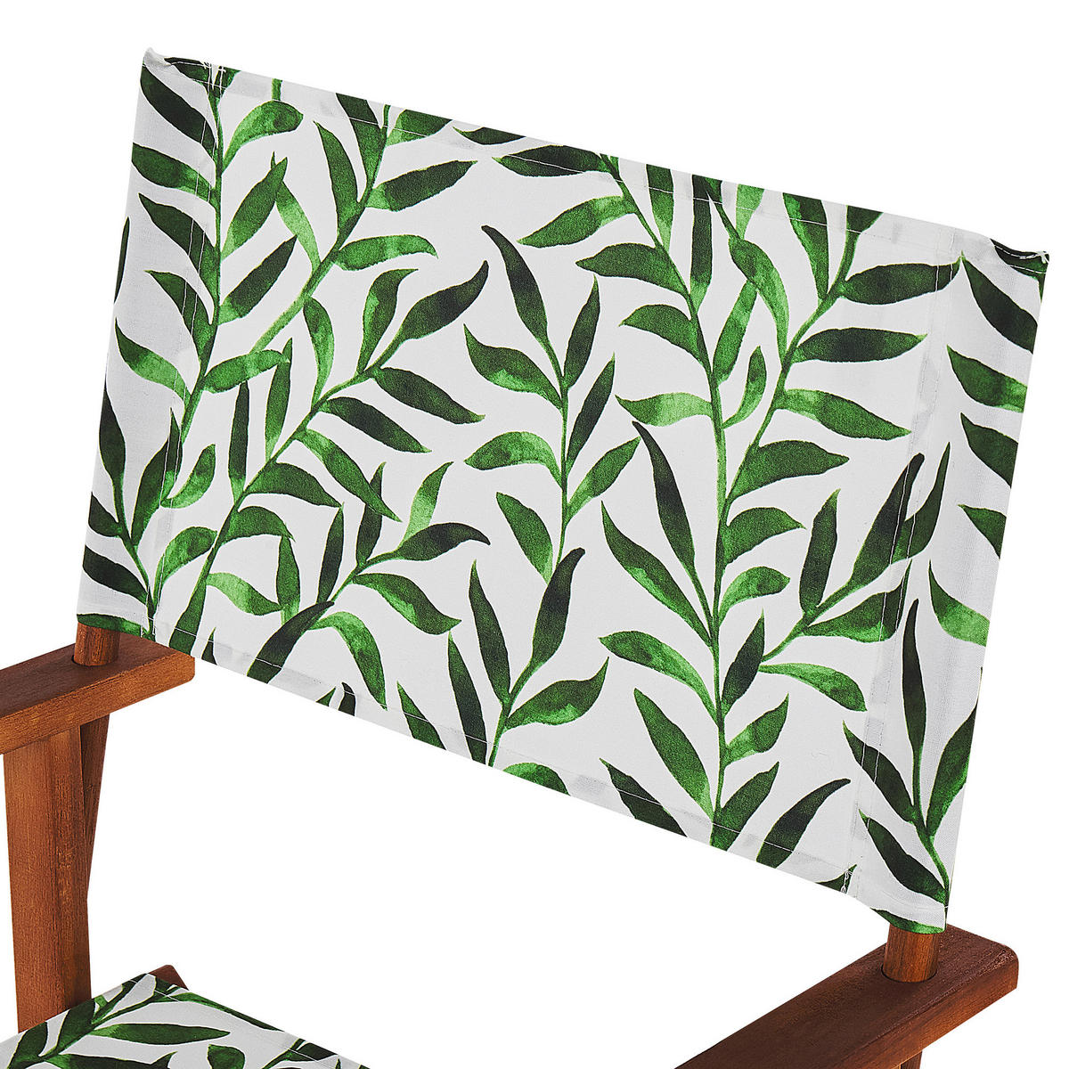 GARTENSTUHL 2er-Set Akazienholz dunkelbraun Auflagen cremeweiß/grün Blattmuster Cine - Dunkelbraun/Creme, Holz (50/91/50cm) - Beliani