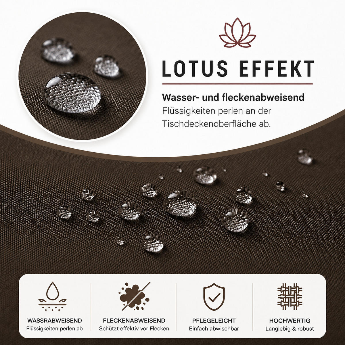 TISCHDECKE Leinenoptik 90/90 cm eckig braun - Braun, Kunststoff (90/90cm) - TiborTex