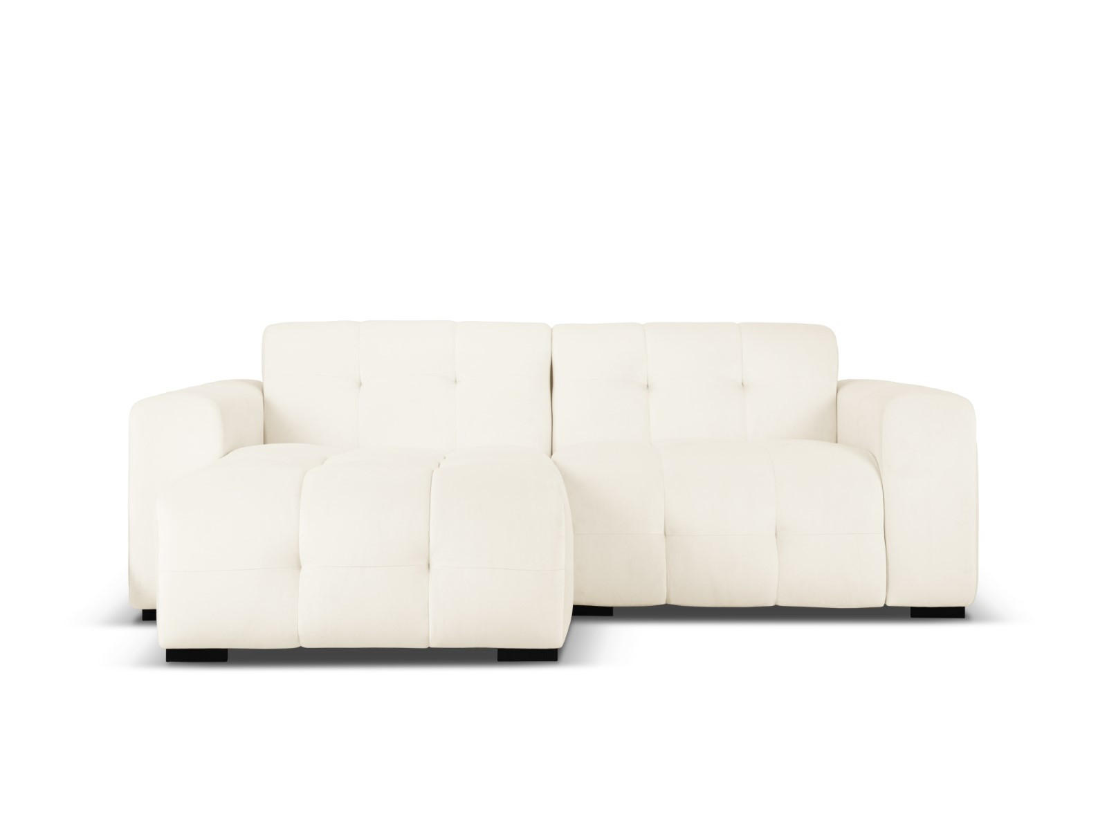 ECKSOFA links Kendal aus Samt leichtes beige 4 Sitzplätze - Creme, Textil (173/256cm) - Micadoni