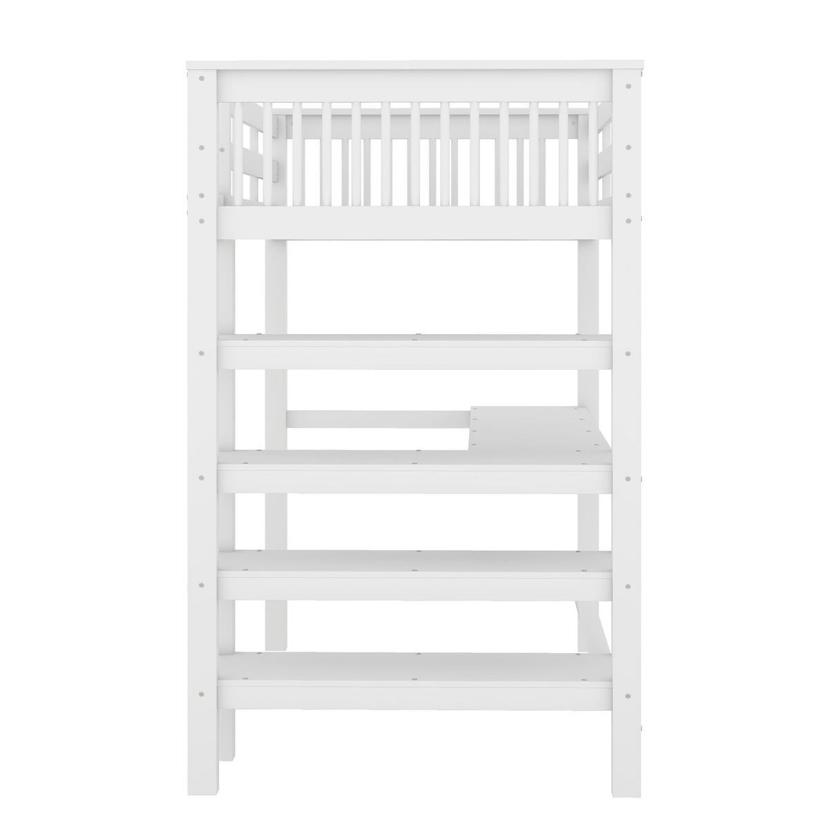 HOCHBETT 90/200 cm aus Kiefer und MDF mit Schreibtisch und Ablagefächern Weiß - Weiß, Holzwerkstoff (90/200cm) - Modenvie