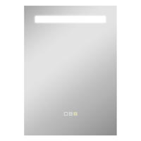 BADEZIMMERSPIEGEL mit LED-Beleuchtung, 3 Lichtfarben, Antibeschlagfunktion,IP44,70 x 50 cm - Silberfarben, Glas (3.5/50/70cm) - Vallsero