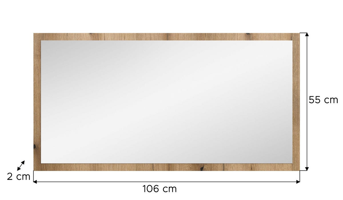 WANDSPIEGEL 106 x 55 cm, Garderobenspiegel mit Rahmen - Eiche Artisan, Glas/Holzwerkstoff (106/55/2cm) - Inn.Furn