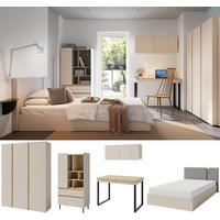 JUGENDZIMMER Laris Set B mit Bett 120 x 200 - Sandbeige / Eiche geölt - Eichefarben/Beige, Holzwerkstoff/Metall (145/195/50cm)
