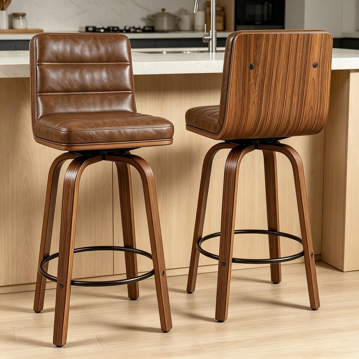 BARHOCKER DE-36437 mit geschwungenen Holzbeinen Rotbraun - Braun, Holz (48/90/40cm) - ComfortXL