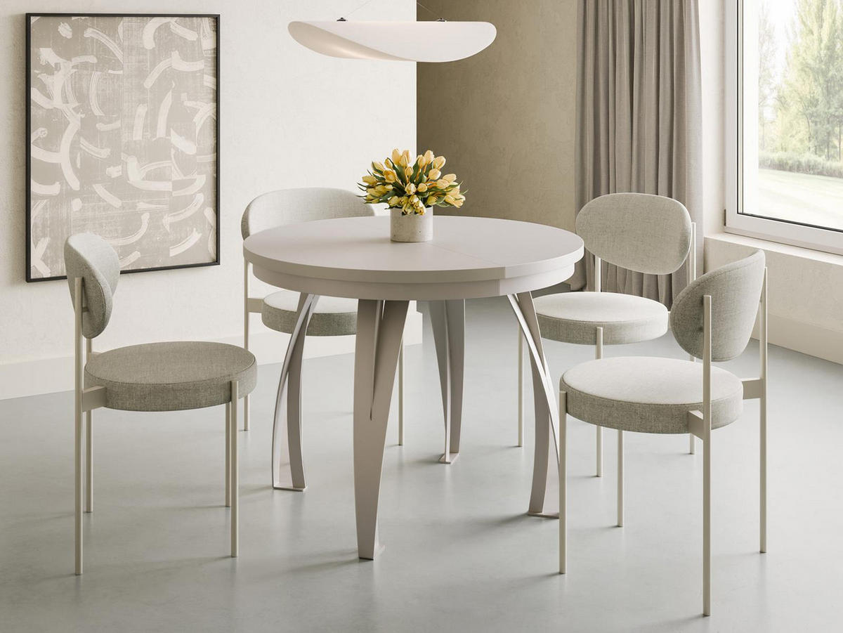 ESSTISCH LUGOS ausziehbar Ø 100Kaschmir - Kaschmir, Holzwerkstoff (100/100/77cm) - Compleo24