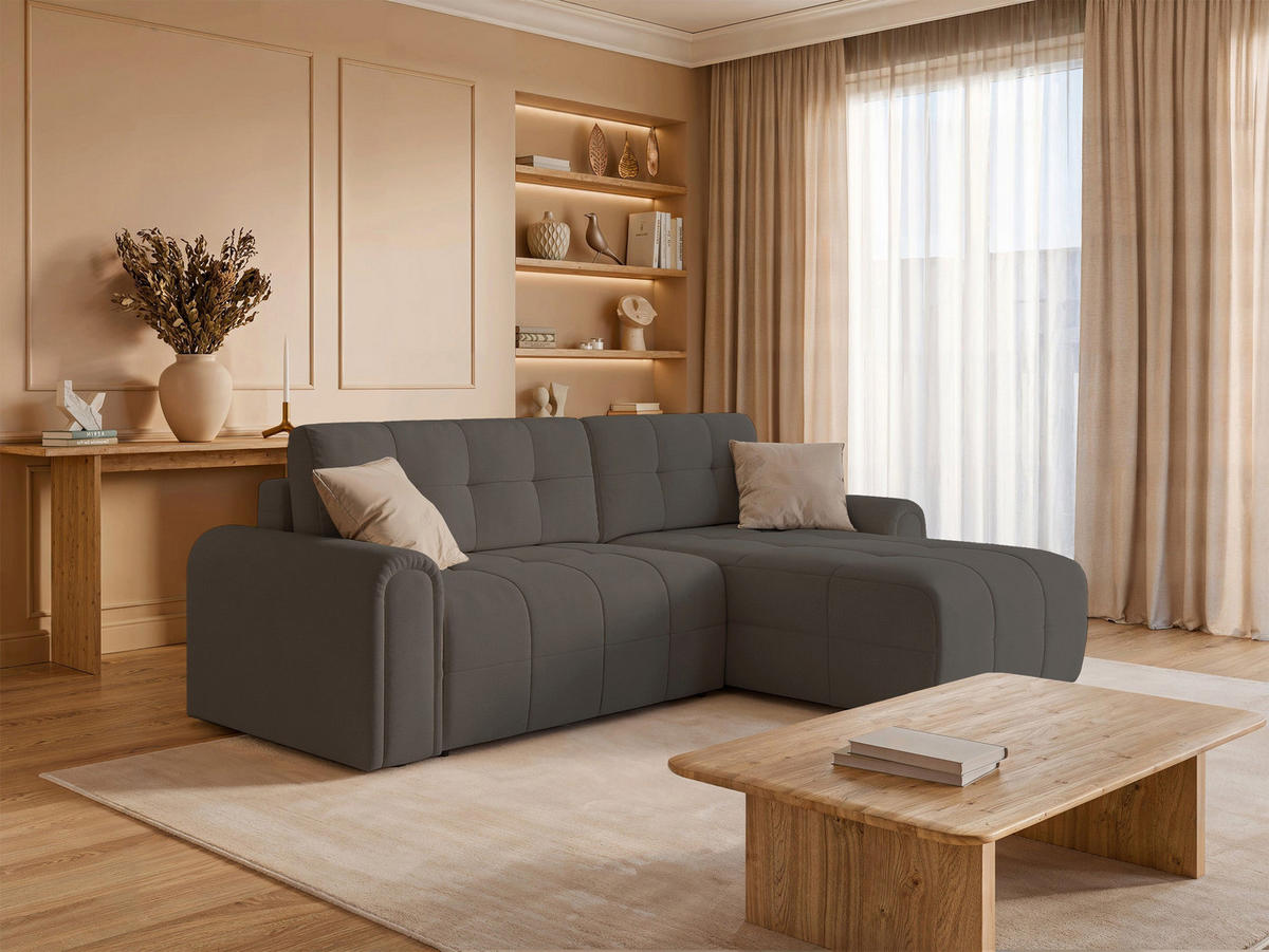 ECKSOFA Simolla Taupe rechts - Graubraun/Schwarz, Kunststoff/Textil (180/268cm) - Selsey