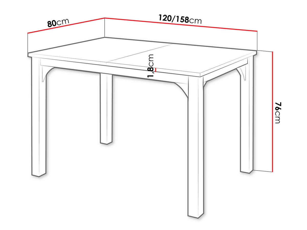 ESSTISCH Focus 120 - Schwarz/Grau, Holzwerkstoff/Metall (80/120/76cm) - MIRJAN24