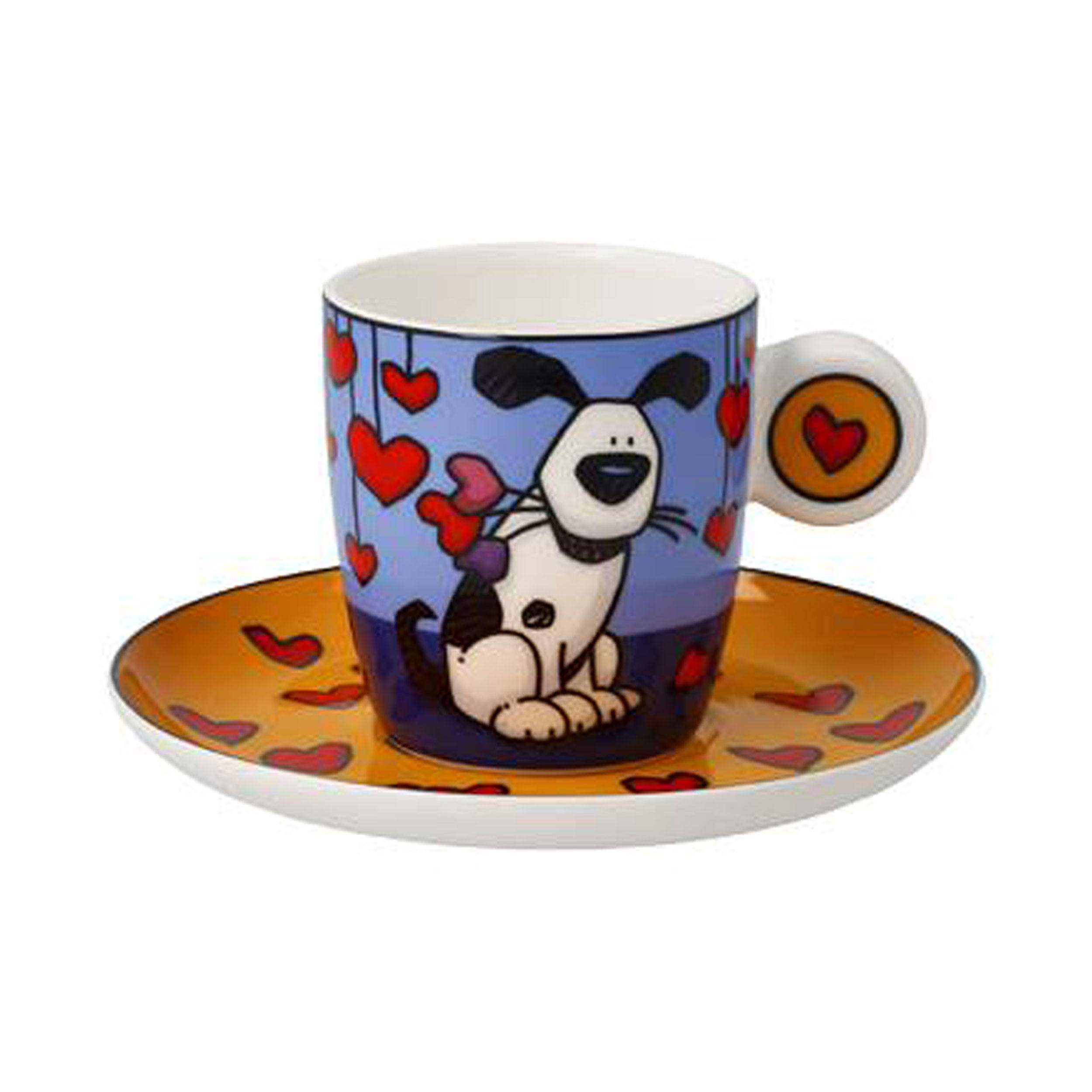 ESPRESSOTASSE Ed Heck -Love Dog, Fine Bone China - Multicolor, Keramik (0.1L) - Goebel
