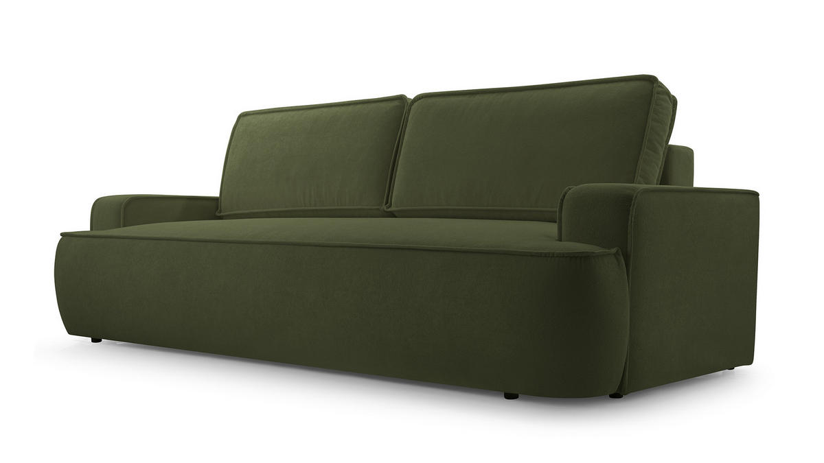 SOFA MONOS DUNKELGRÜN Schlaffunktion Bouclé - Dunkelgrün, Textil (248/94/110cm) - Luxkor24