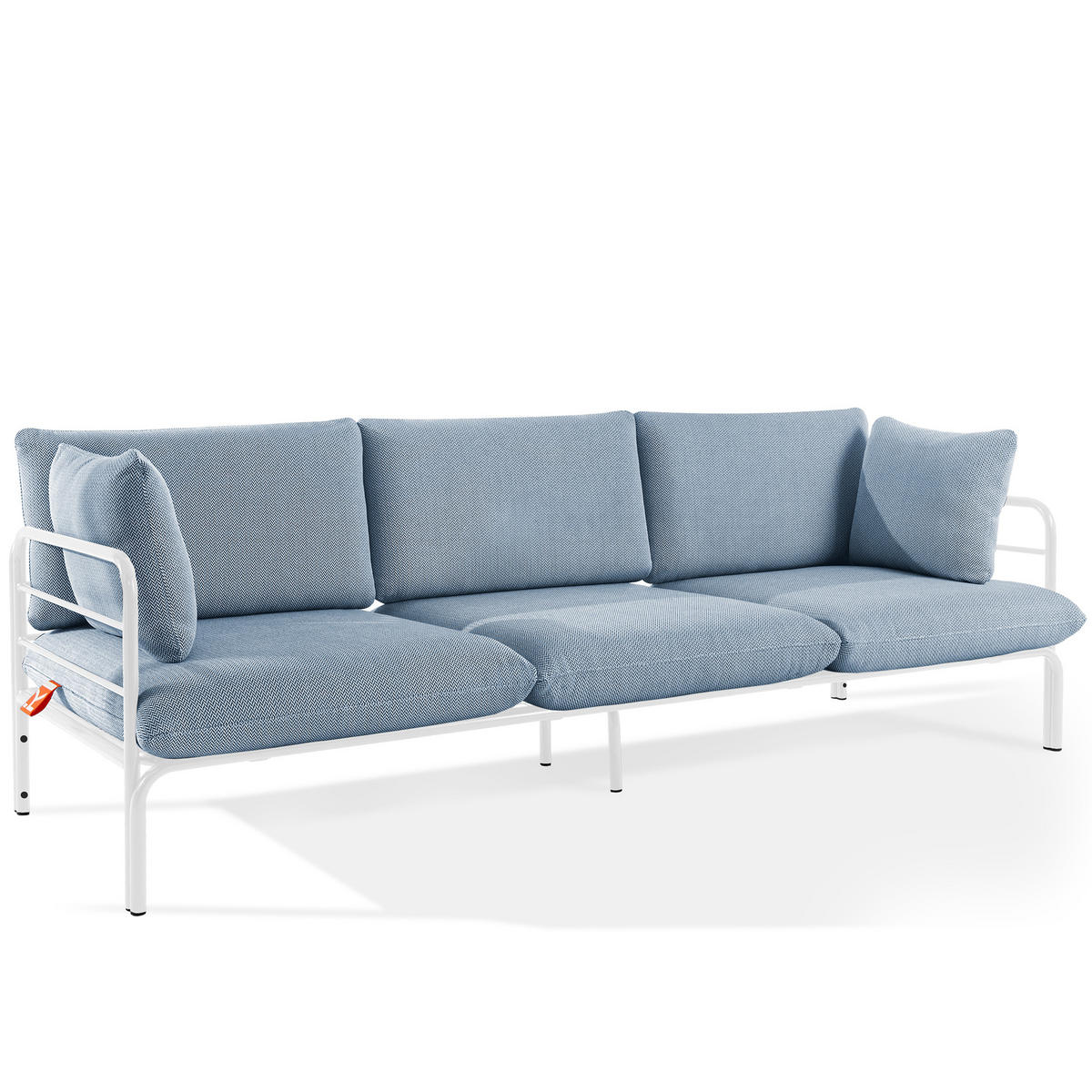 GARTENSOFA RAMBE 3-Personen mit Kissen, Weiß - Blau/Weiß, Textil/Metall (225/80/80cm) - KONSIMO®