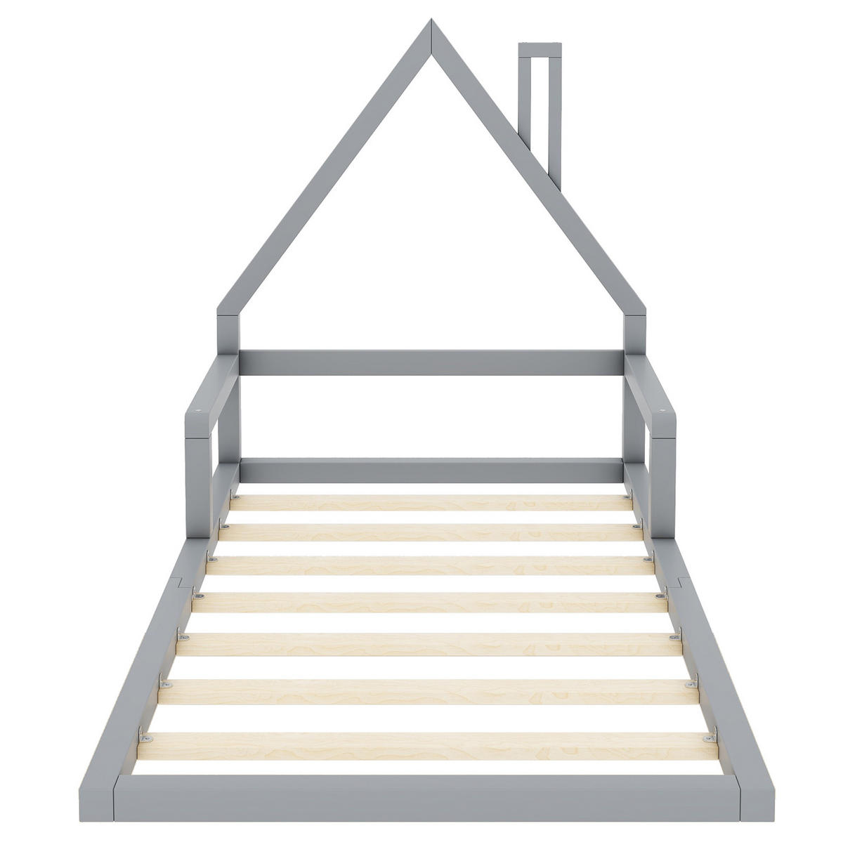 KINDERBETT Kindereinzelbetten 90/200 cm in Hausform aus Kiefer und MDF, pflegeleicht und stabil, Grau - Grau, Holzwerkstoff (90/200cm) - Redom
