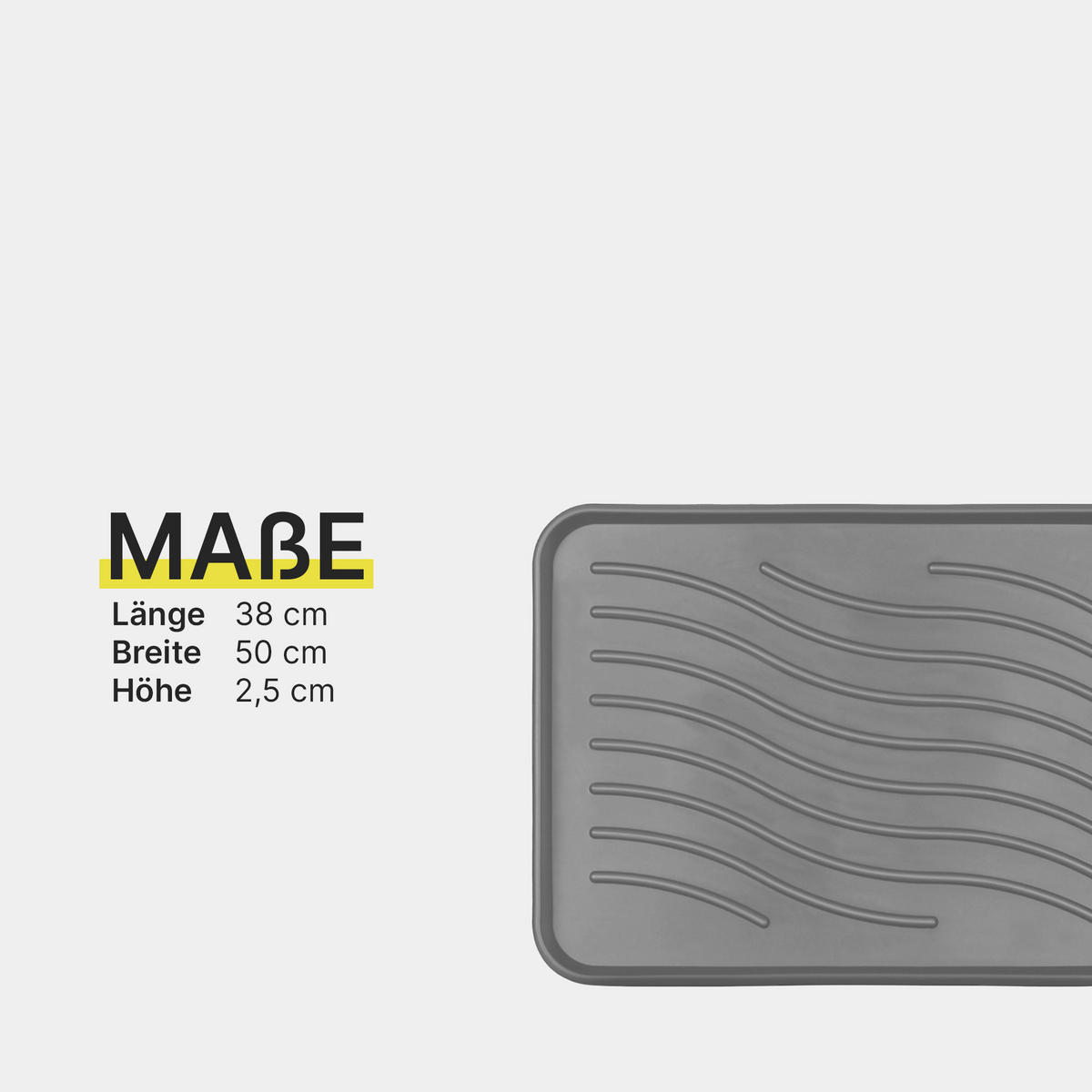 SCHUHABTROPFSCHALE mit hohem Rand (50x38x2,5cm) Anthrazit - Anthrazit, Kunststoff (38/50cm) - Bestlivings