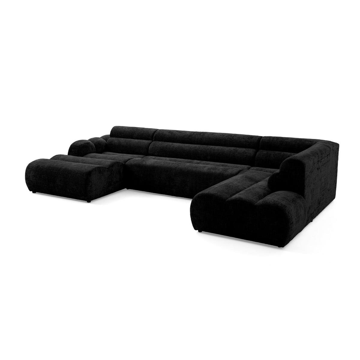 6-SITZER modulares Wohnlandschaft U XXL VEER SET 4 Rechts, 368 x 190 cm, Chenille Webstoff Anthrazit - Anthrazit/Schwarz, Holz/Kunststoff (190/75/368cm) - Muffo