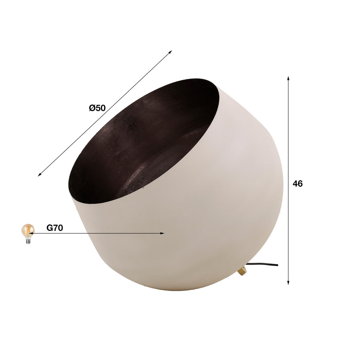 TISCHLEUCHTE Basket Grau 50/50/46 cm - Grau, Metall (50/50/46cm) - Hoyz Collection