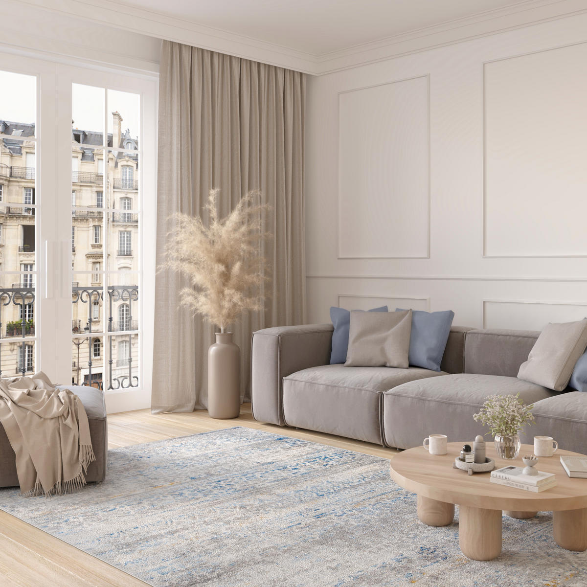 TEPPICH VALLEY Grau Blau 140/200 cm - Blau, Textil (140/200cm) - Tapiso