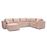 WOHNLANDSCHAFT Lovere U Rosa 314/217/90 cm – mit Schlaffunktion und Bettkasten - Hellrosa/Silberfarben, Textil/Metall (314/90/217cm) - AX Living