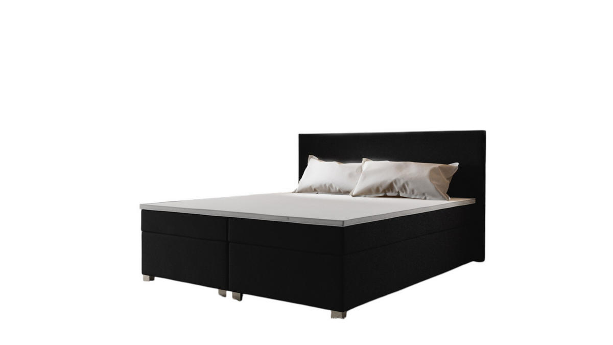 BOXBETT SIMPLE mit Matratze H3, Bonell und Topper 160x200 COSMIC 100 - Schwarz, Textil (160/200cm) - Bedante