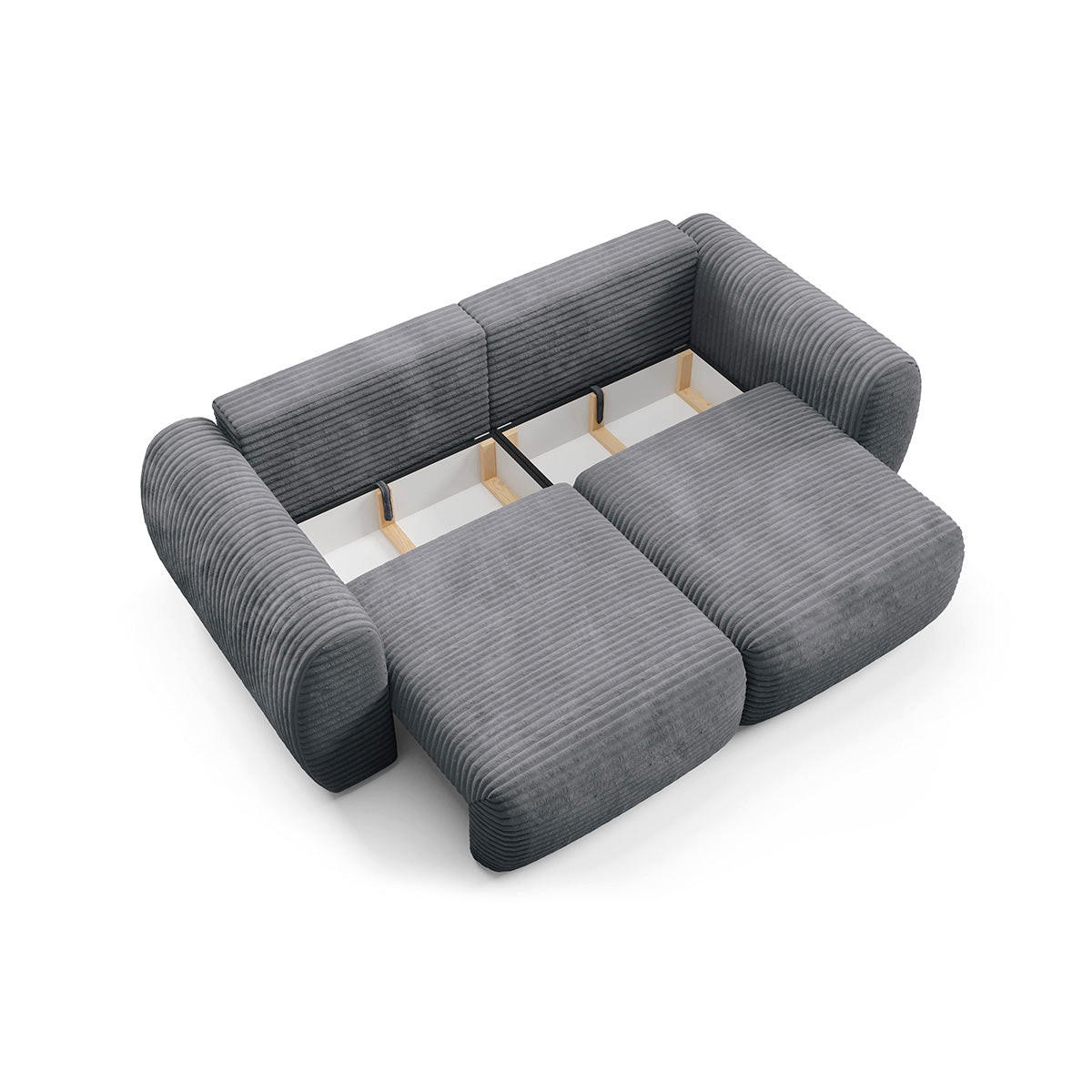 SOFA Camilla 3 Sitzplätze Dunkelgrau - Grau, Holz (266/95/121cm) - Petits-meubles