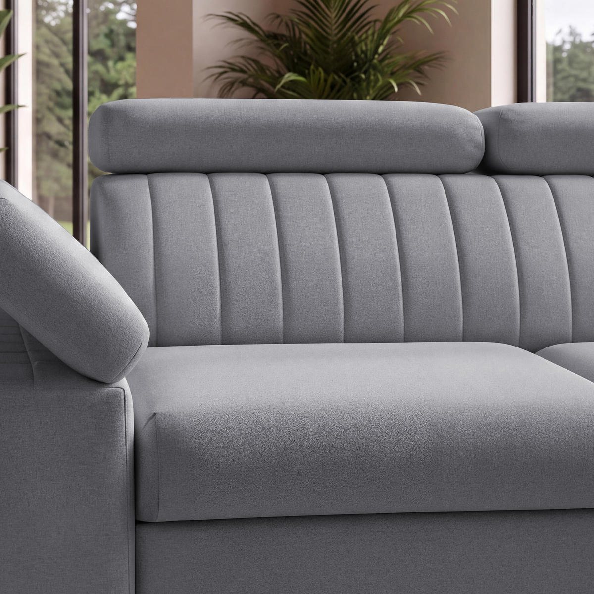 ECKSOFA FELIX L Rechts mit Schlaffunktion Velours Dunkelgrau - Dunkelgrau/Schwarz, Holz/Textil (176/257cm) - Muffo