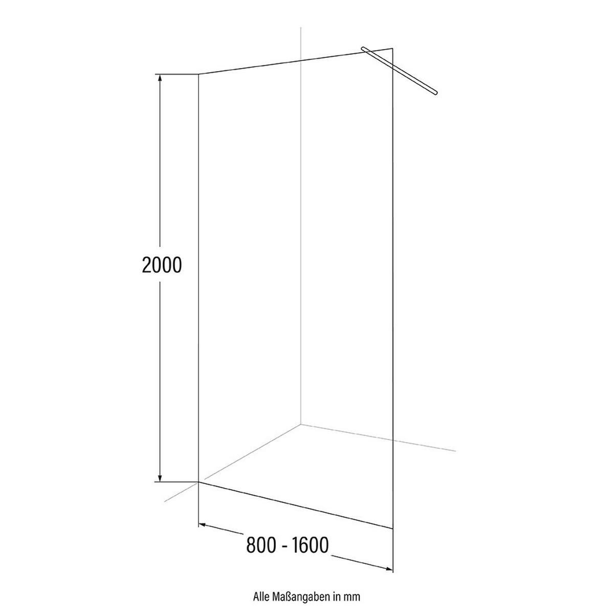 DUSCHABTRENNUNG BAKI - 160 x 200 cm - Alufarben, Glas/Metall (160/200cm) - Home Deluxe