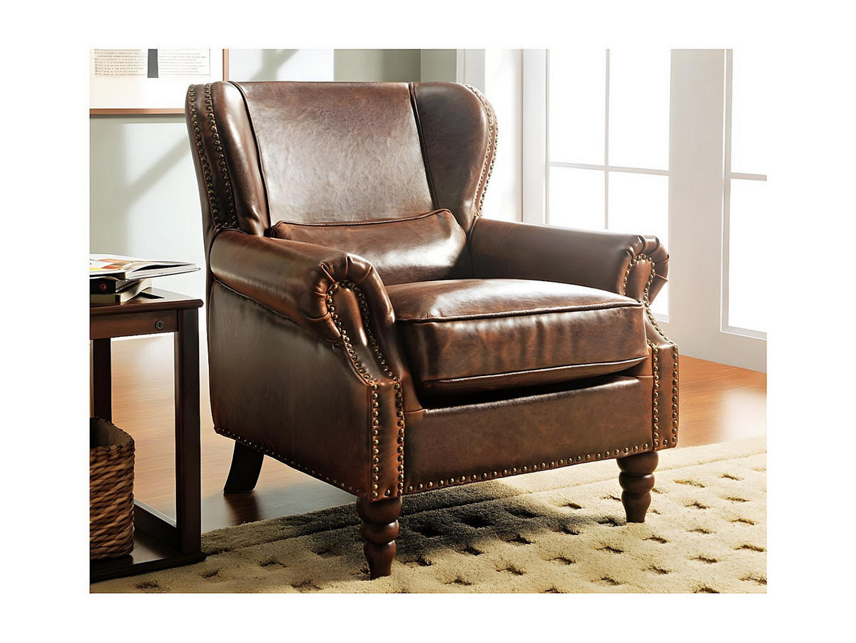 LEDERSESSEL Vintage - Braun - EDOUARD - Braun, Leder (80/85/90cm) - Vente-Unique