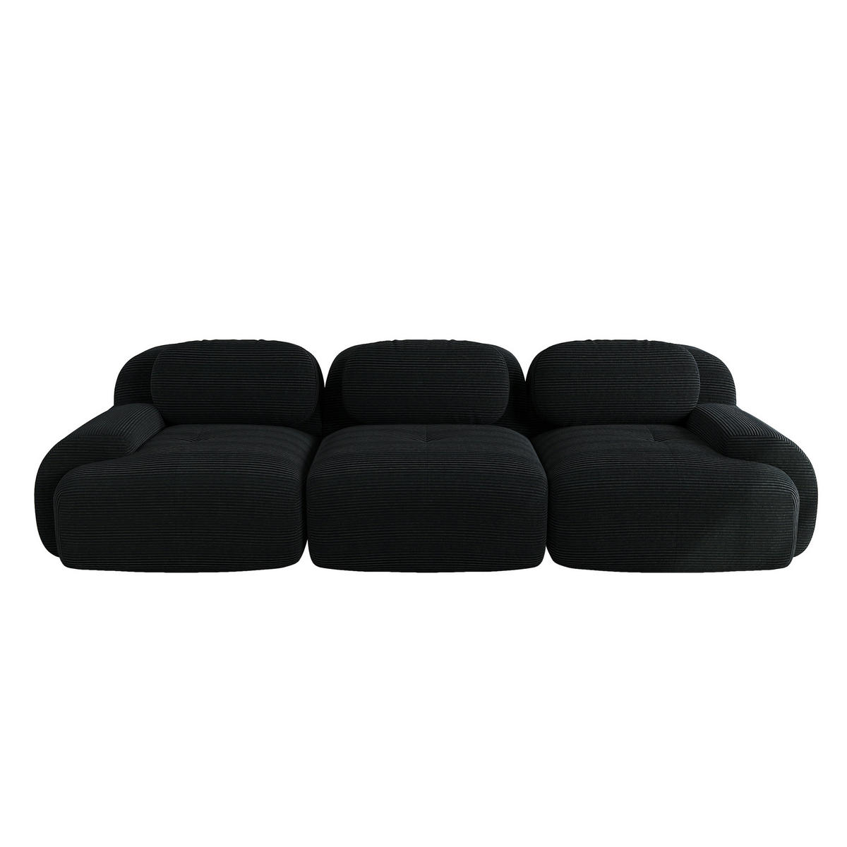 ECKSOFA modular rahmenlos Cordstoff Black - Schwarz, Kunststoff (103/75/298cm) - Meubliv