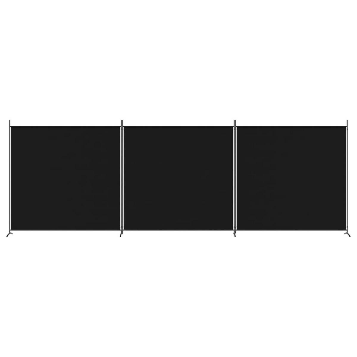 PARAVENT 3-teilig Schwarz 525/180 Cm Stoff - Schwarz, Textil (525/180/0.1cm) - vidaXL