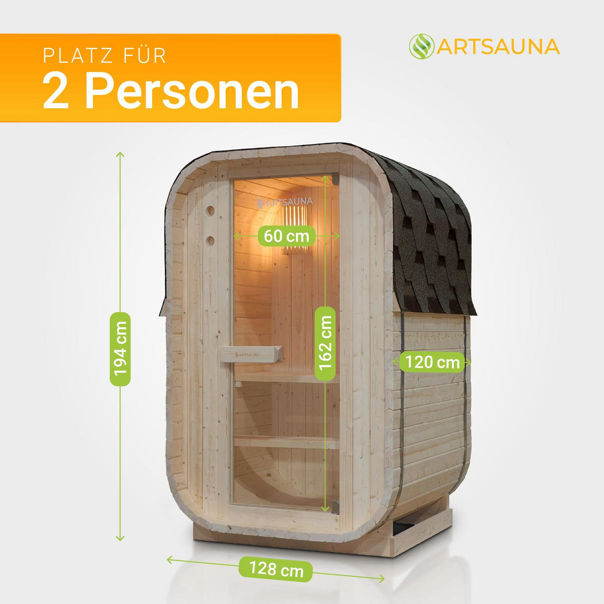 FASSSAUNA Nolvik S inkl. Zubehör-Set - Naturfarben, Holz (128/194/120cm) - Artsauna